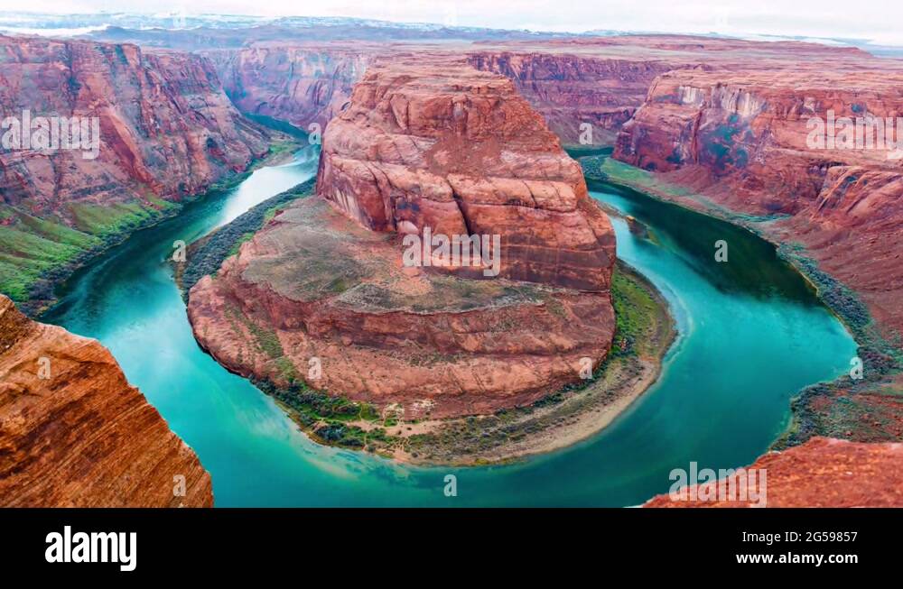 Timelapse for Horseshoe Bend meander of Colorado River Stock Video
