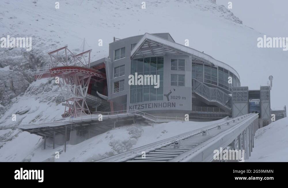 Funicular and gondola lift station, Kitzsteinhorn Stock Video Footage