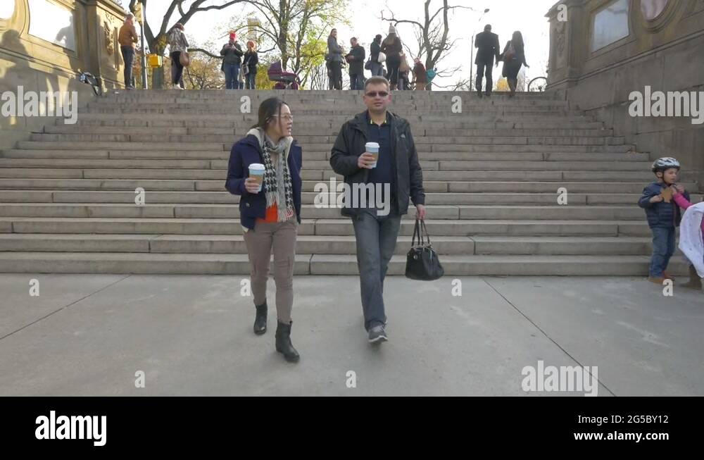 People walking down the stairs Stock Video Footage Alamy
