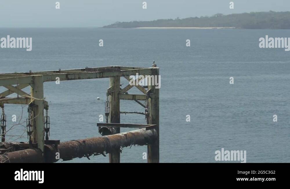 Abandoned deck on Playa Cacique, Contadora Island, Panama Stock Video