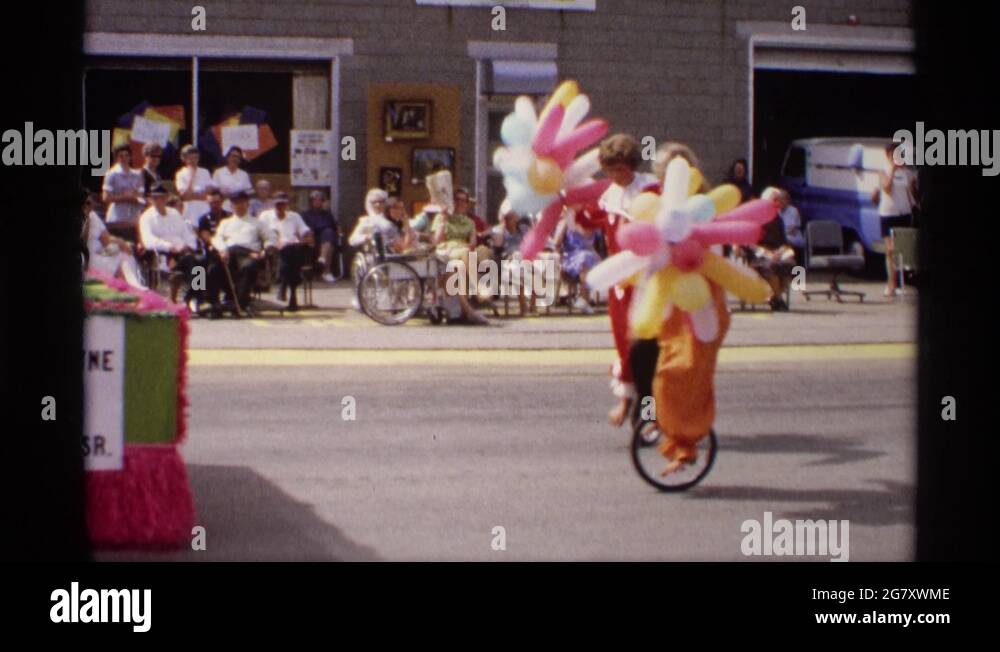 MABEL MINNESOTA1969 Pride Parade With Clowns In The 1960s On A Unicycle With Stock Video