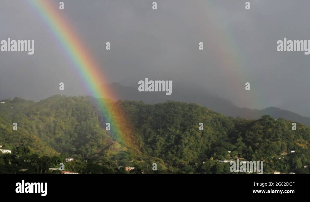 Double rainbow, Roseau, Dominica Stock Video Footage Alamy