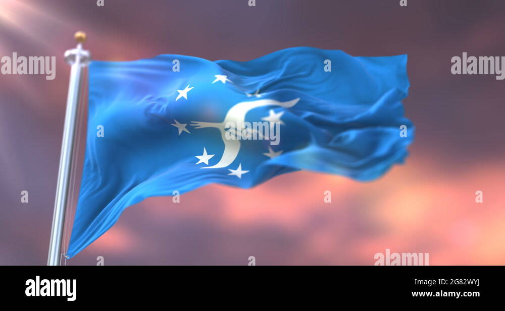 Flag of Corpus Christi at sunset, city of Texas, United States of