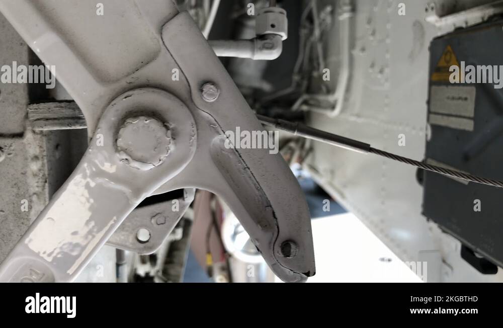 Inside an aircraft landing gear close up Stock Video Footage Alamy