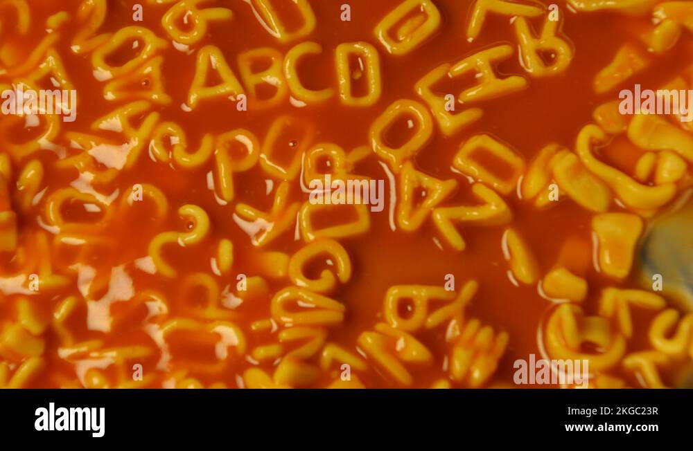 alphabetti alphabet spaghetti letters food words school Stock Video