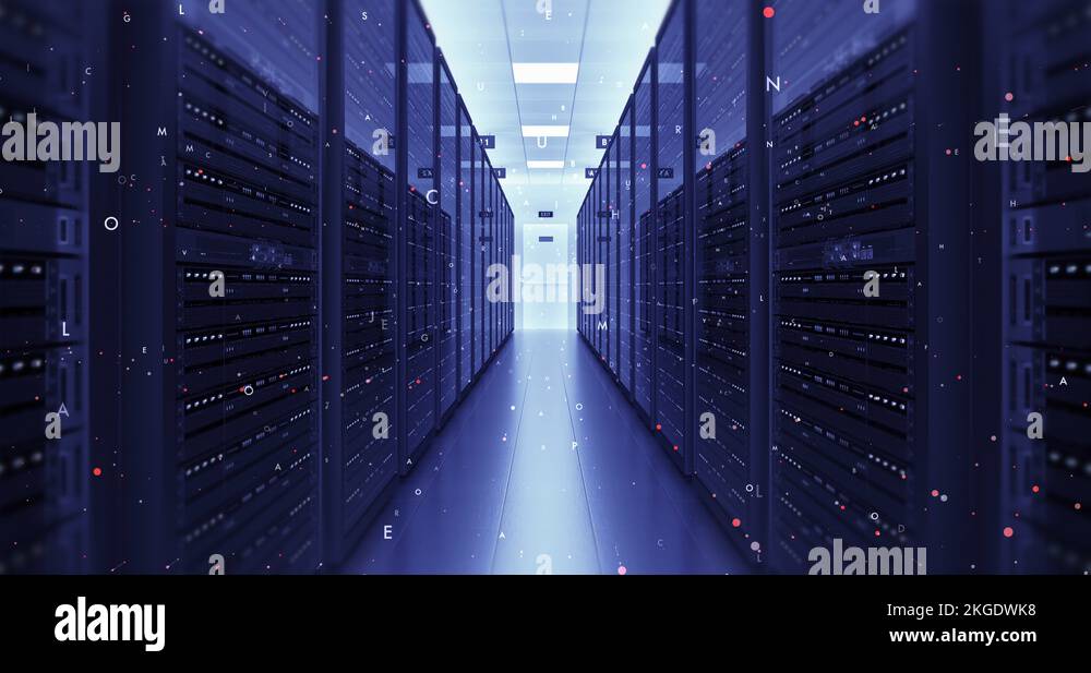Modern Server Room Environment Computer Racks All Around Futuristic
