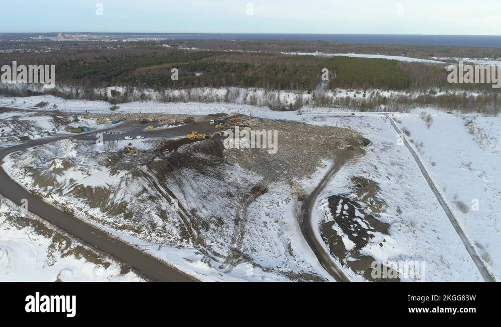 Landfill waste dump aerial view in winter Stock Video Footage Alamy