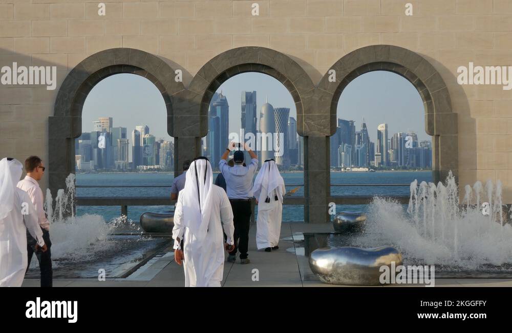 Qatar doha arabia arabian gulf arabic arabs building Stock Videos