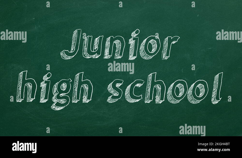 Junior high school 4K. Animated Chalk Text. Stop motion animation Stock