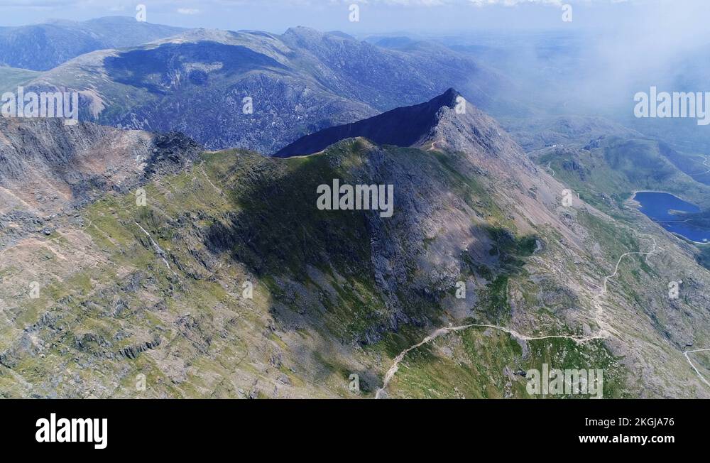 Crib Goch arete, Snowdon, from drone Stock Video Footage Alamy