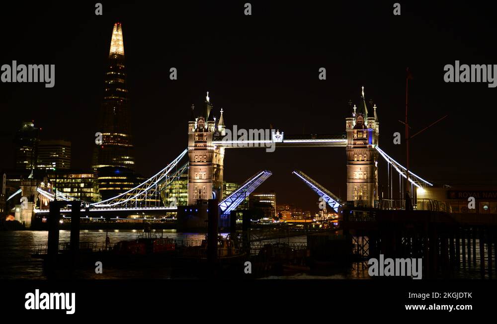 8K Time Lapse London Skyline Office Building Tower Bridge Lift Up