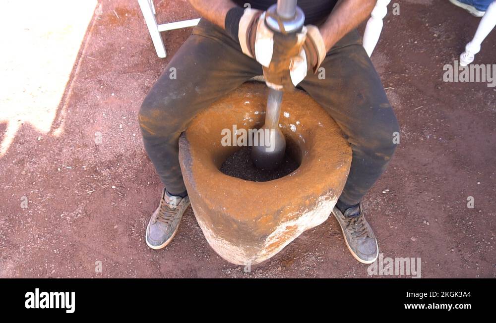 Coffee Bean Grind Mortar And Pestle Stock Video Footage Alamy