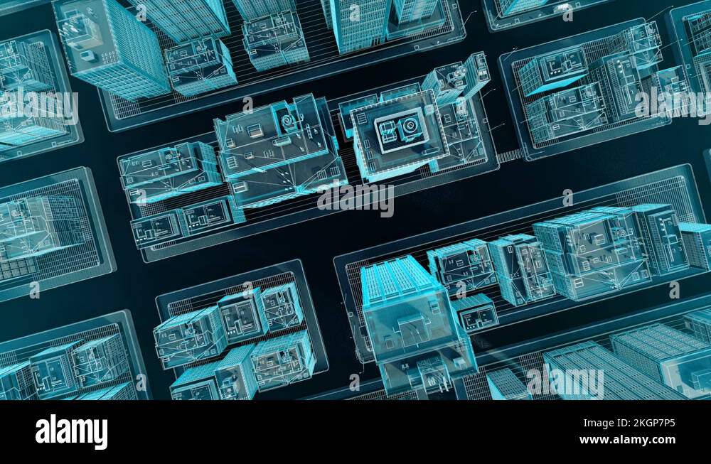 Smart city, Aerial x-ray view, IoT smart building hexagon infographic ...