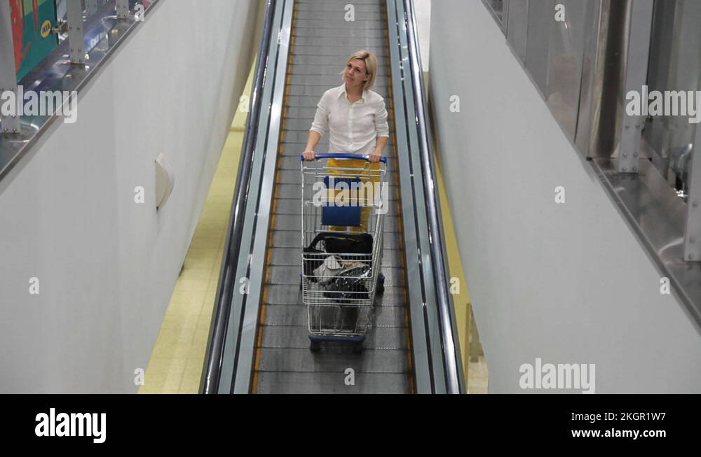 Shopping trolley escalator Stock Videos & Footage HD and 4K Video