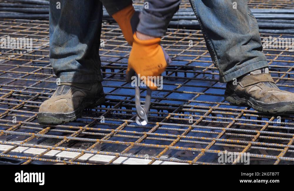 Concrete reinforcement stack steel rebar Stock Videos & Footage HD