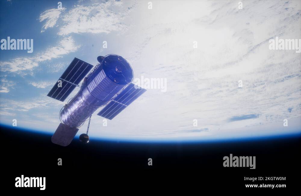 Hubble Space Telescope orbiting Earth. Elements of this image furnished