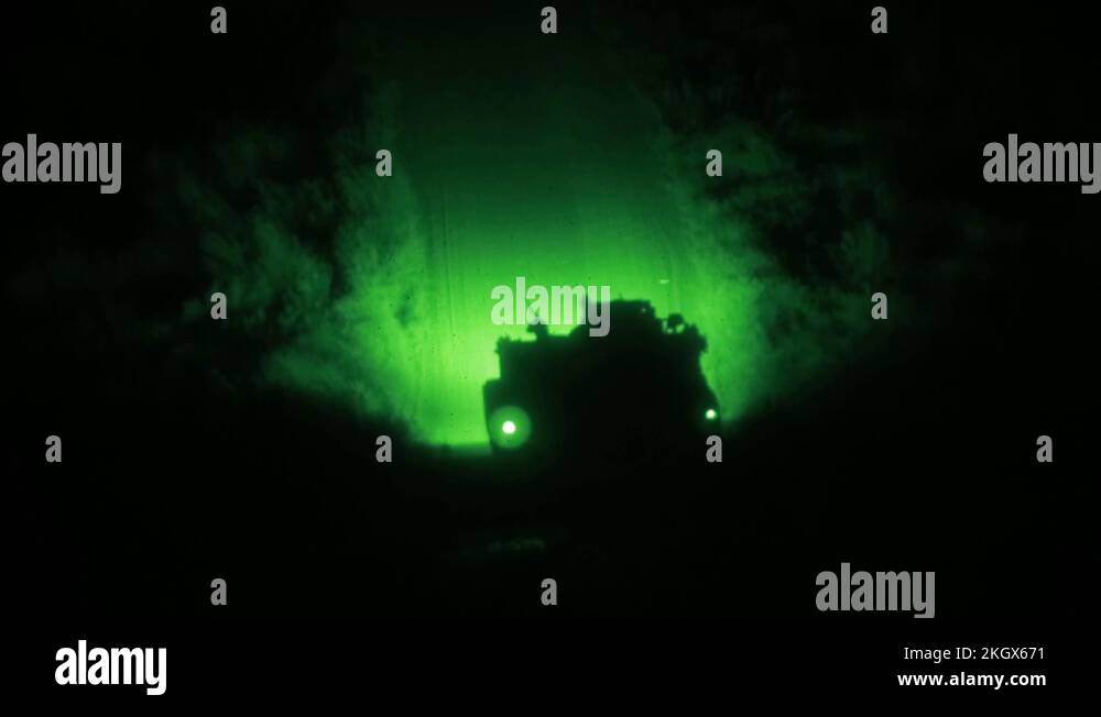 Night vision imagery of cannon rotating on M1A1 Abrams tank Stock Video ...