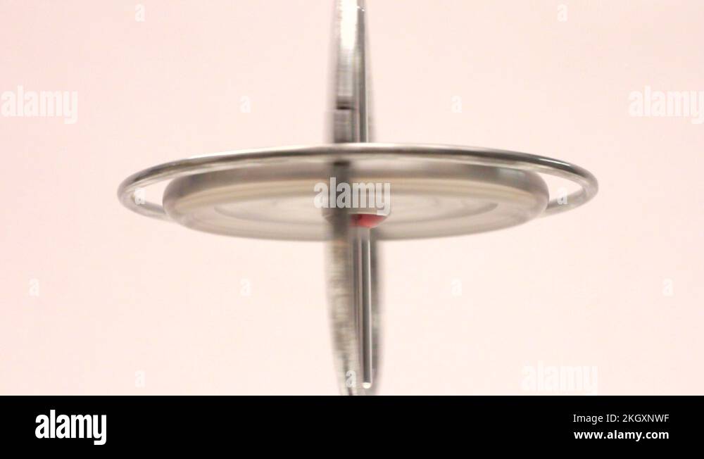 Gyroscope wheel spinning quickly. Unbalanced and falling Stock Video