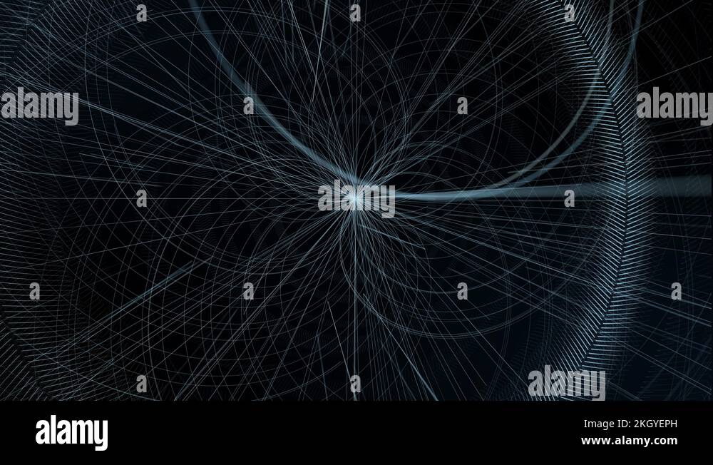 line drawing spiral abstract animation. Communication network concept ...