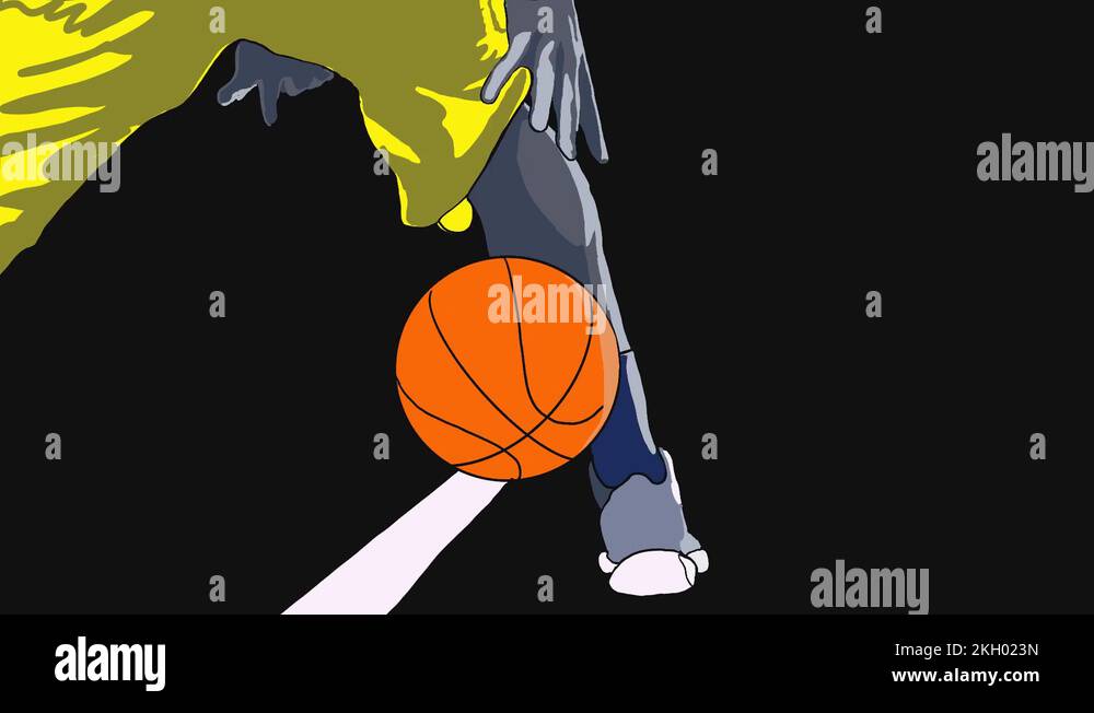 2d animation of a street basketball player training and dunking Stock
