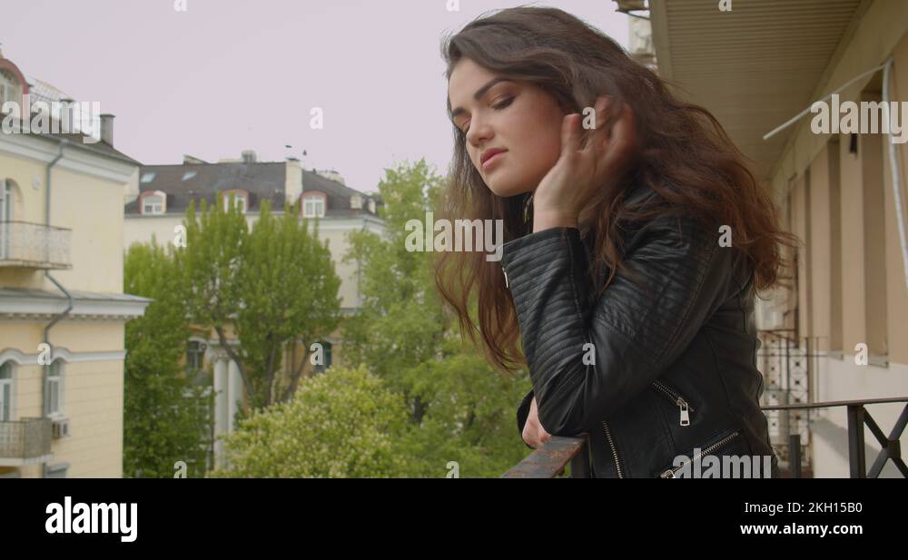 Girl in leather jacket standing Stock Videos & Footage - HD and 4K ...