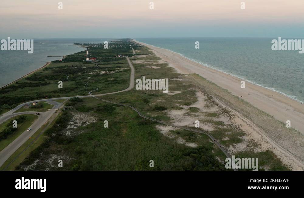 Fire Island Lighthouse Great South Bay Long Island New York Stock Video