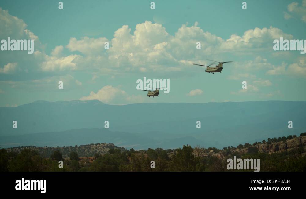 Two CH53 Chinook helicopters in flight Stock Video Footage Alamy
