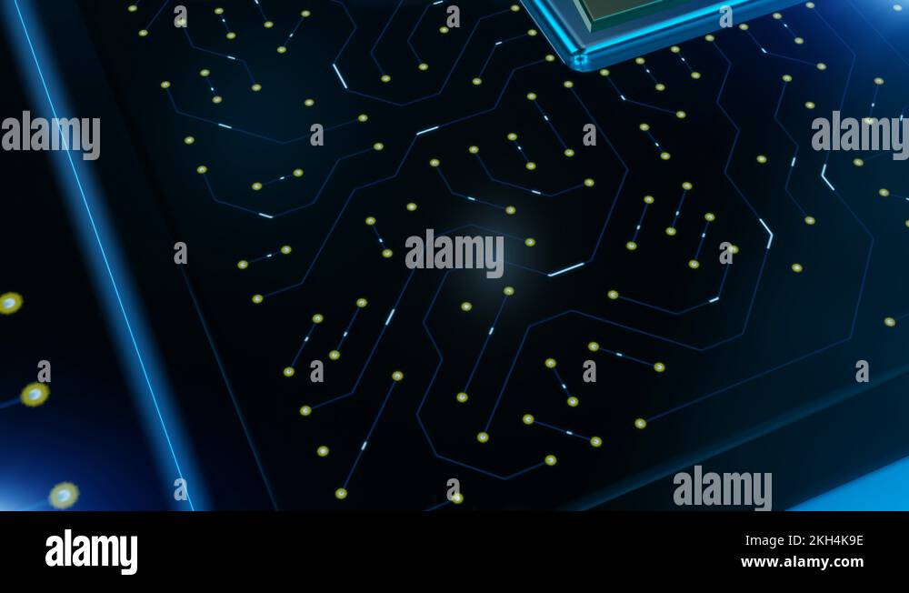 Digital 3d render of computer chip over circuit background with AI sign ...