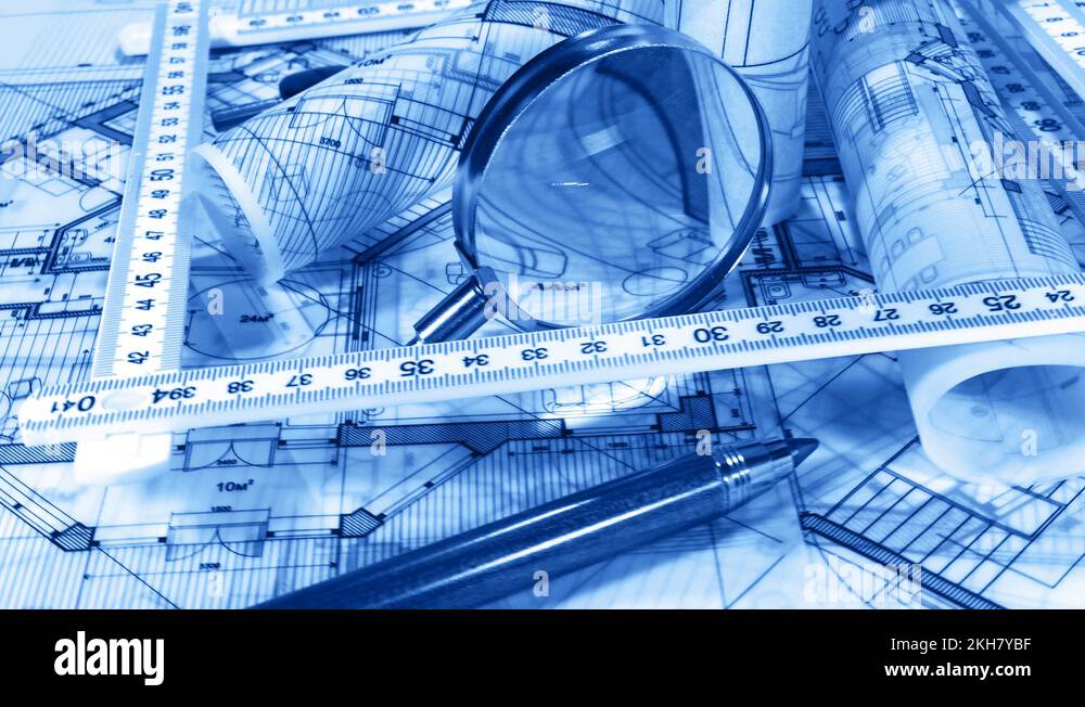 Architectural plan of a modern house - Blueprints Stock Video Footage ...