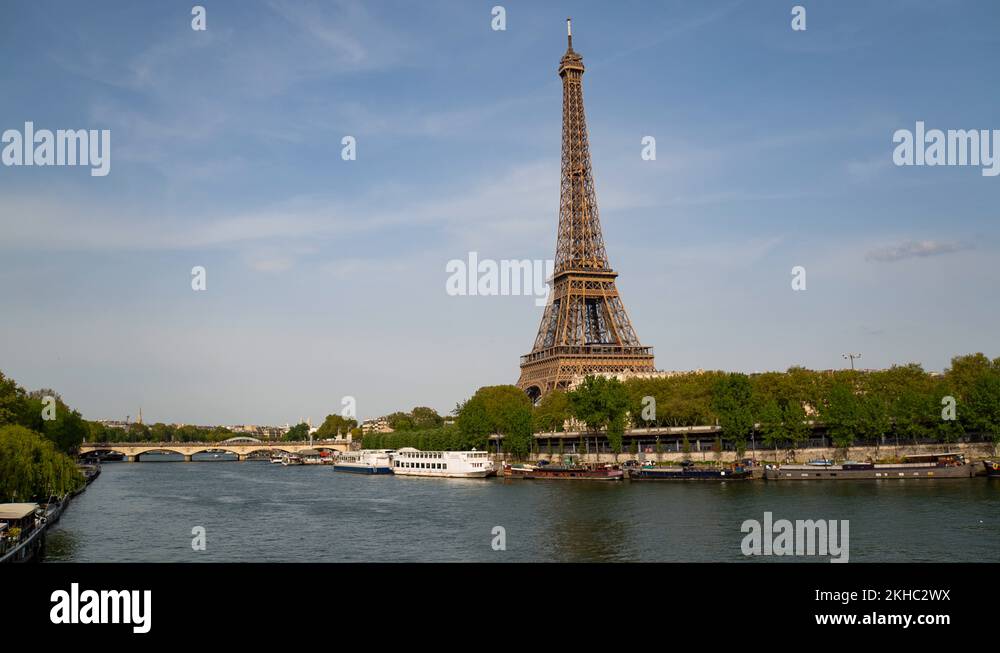 Eiffel Tower in Paris, France 4K Hyperlapse / Time Lapse Stock Video
