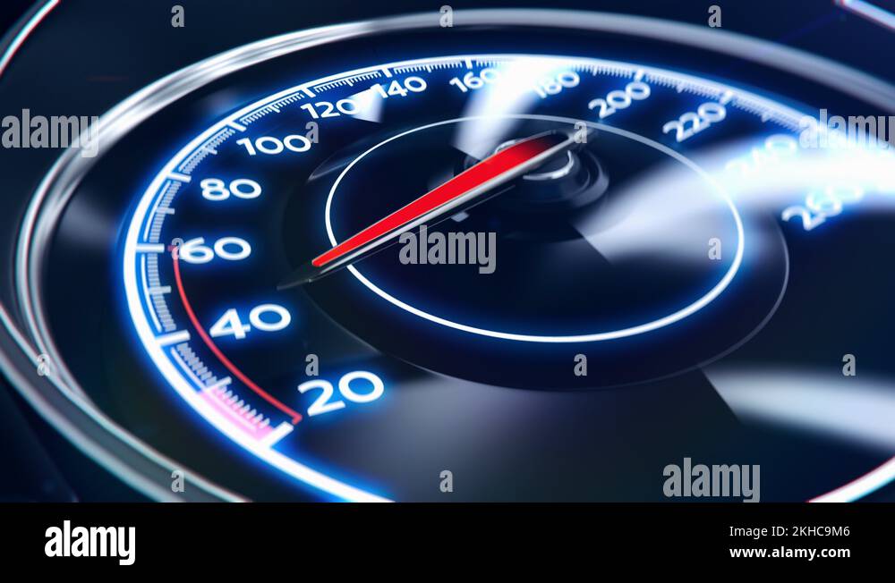 Extremely fast driving, car speedometer showing acceleration, drunk