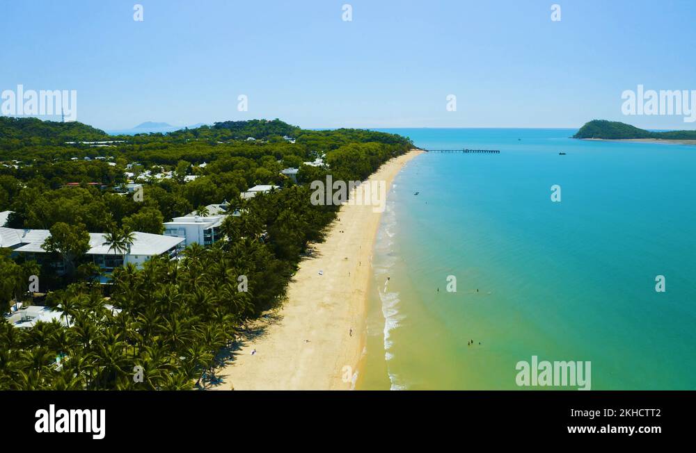 Aerial, beautiful view on Palm Cove and its beach in Cairns in — free download