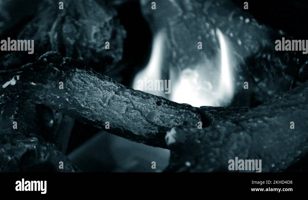 Burning fire flame close up. Biofireplace burn on ethanol gas Stock