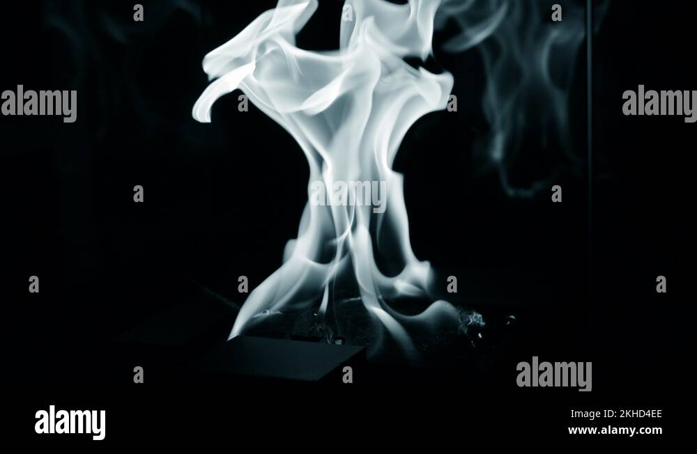 Burning fire flame close up. Biofireplace burn on ethanol gas Stock