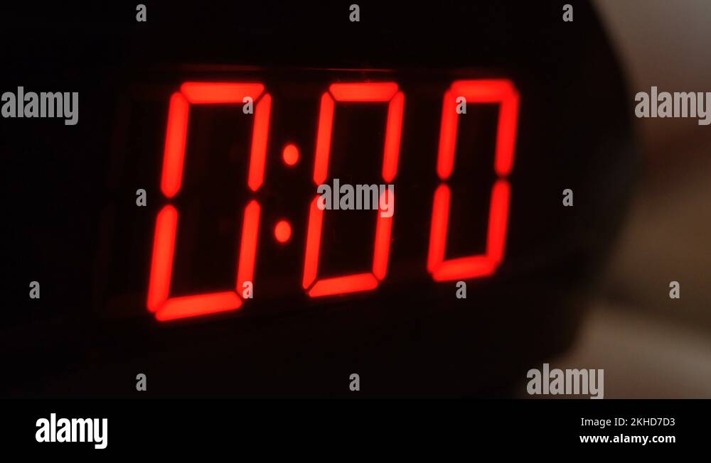 Digital clock showing 0.00 on screen. Blinking neon light numbers, timer system Stock Video