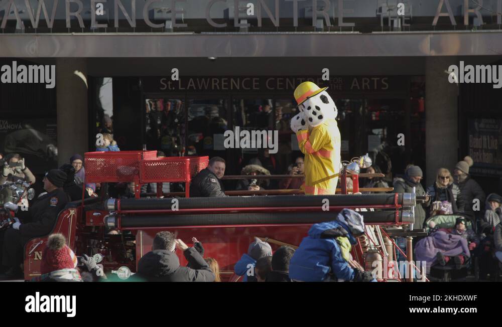 Sparky the fire dog Santa Claus Parade Stock Video Footage Alamy