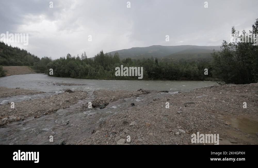 Toklat River Splitting Denali National Park Stock Video Footage Alamy