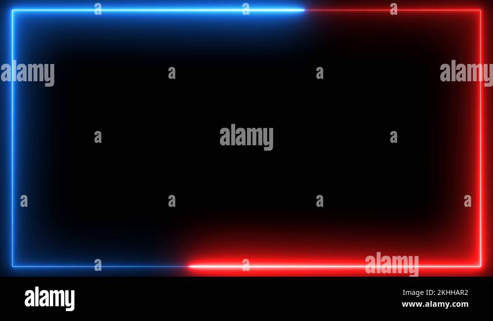 Bright neon frame with moving red and blue lights Stock Video Footage