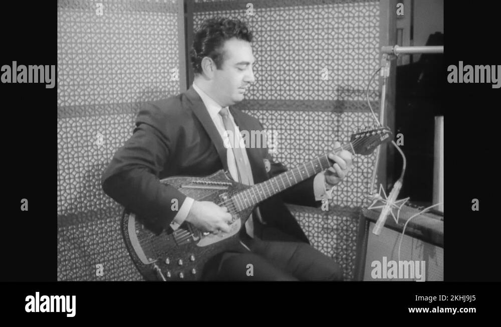 Electric Sitar Invention Presentation In Recording Studio Stock Video