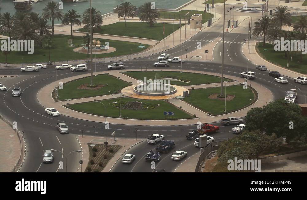 Crowded Intersection, Qatar, Doha Corniche, Roundabout, Persian Gulf