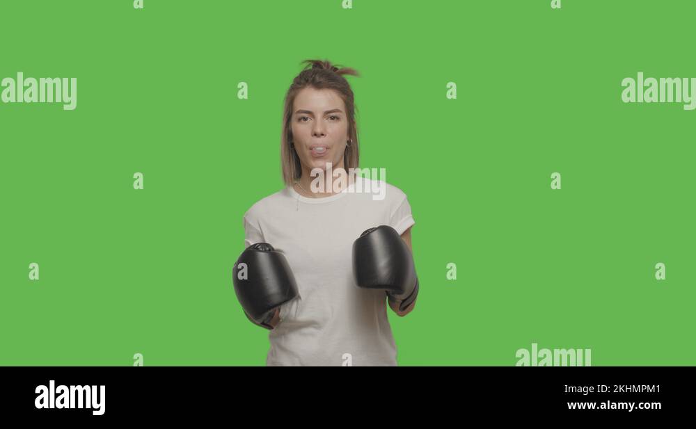 girl boxer chewing bubble gum Stock Video Footage Alamy