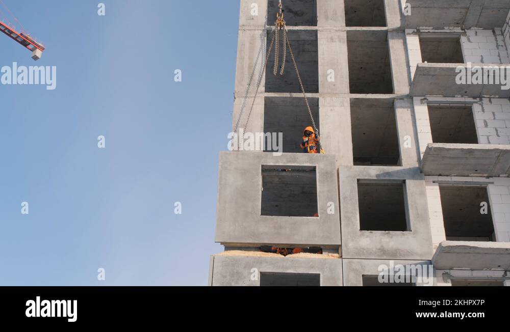 Crane lifting wall panel Stock Videos & Footage HD and 4K Video Clips