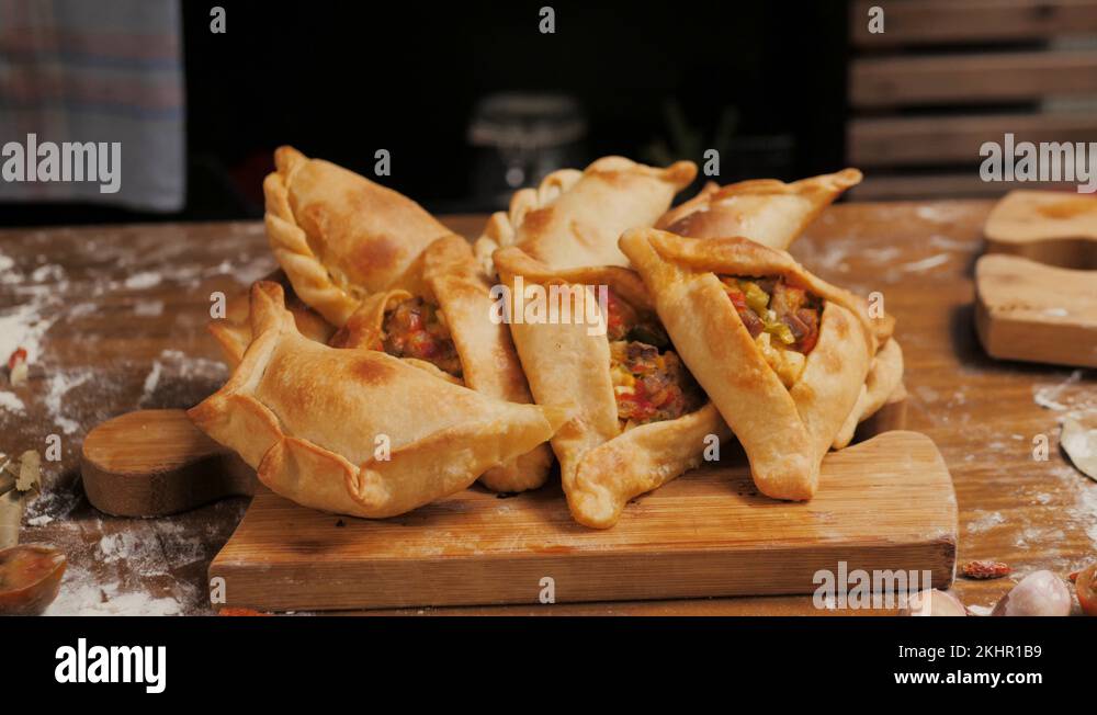 South american food crispy fried empanadas with ground beef stuffing
