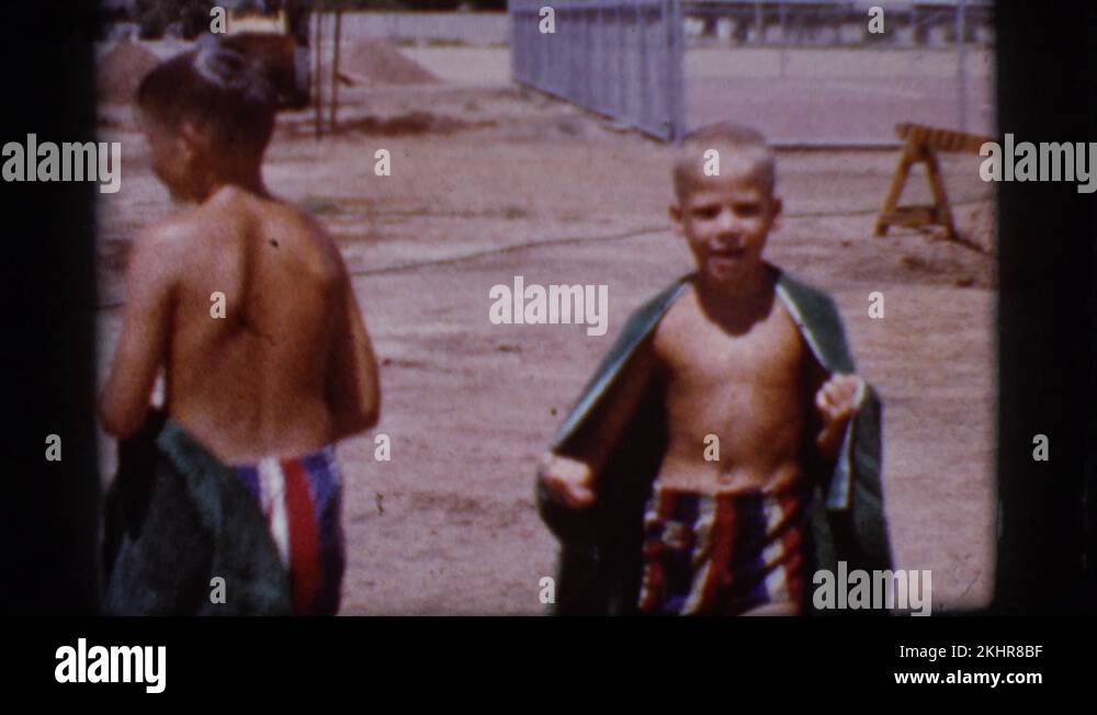 COTTONWOOD ARIZONA1968 Two Kids Drying Up After A Time In The Pool