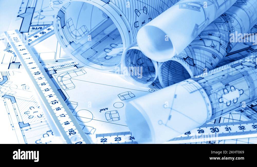 Architectural plan of a modern house - Blueprints Stock Video Footage ...