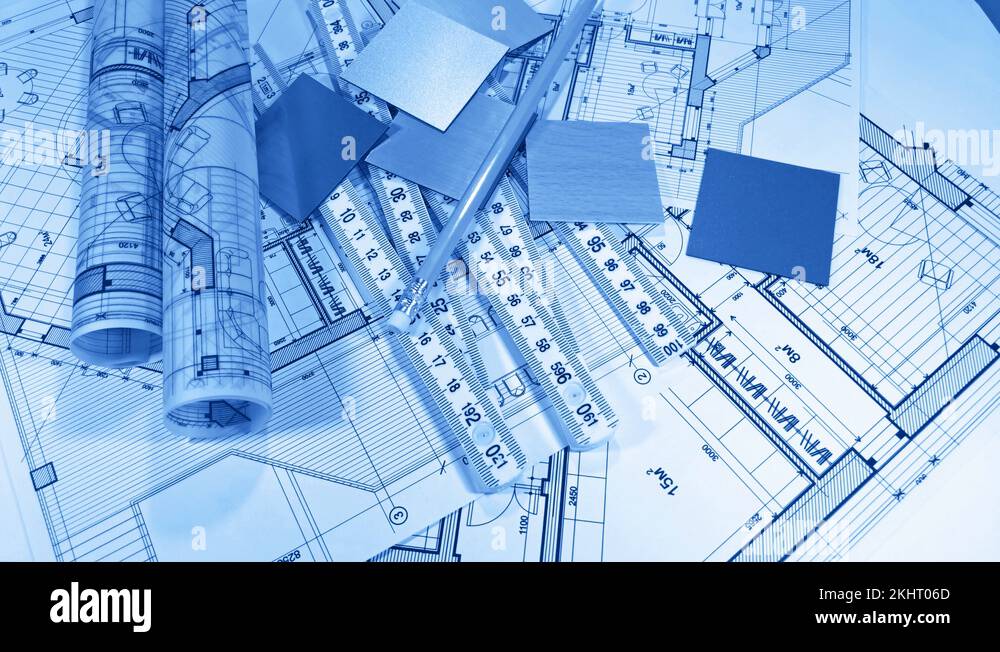 Architectural plan of a modern house - Blueprints Stock Video Footage ...