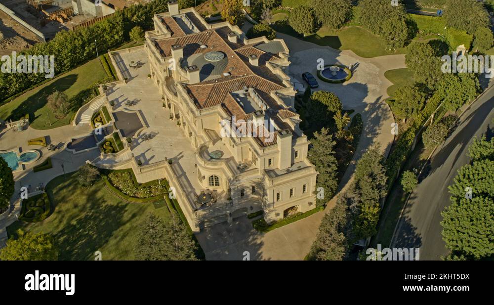 Los Angeles Aerial v212 Birdseye detail overtop Holmby Hills mansion