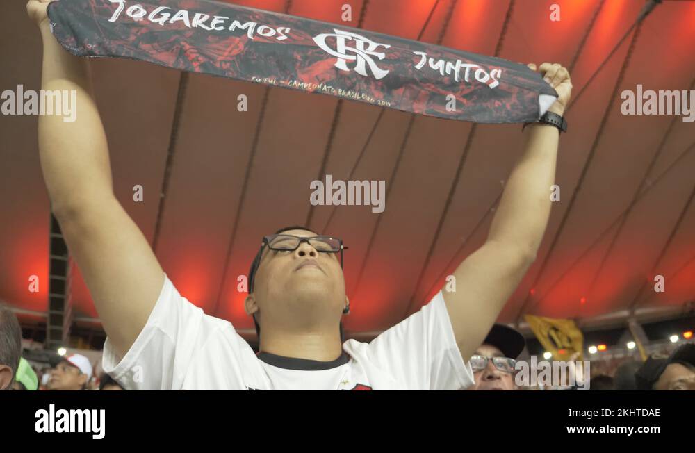 Brazilian football fans in the new Maracana Stadium,Rio de Janeiro ...