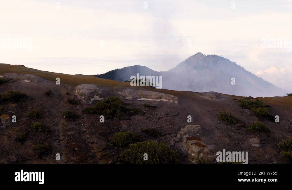 Crater of Ijen volcano, Java, Indonesia. Landscape with the green lake