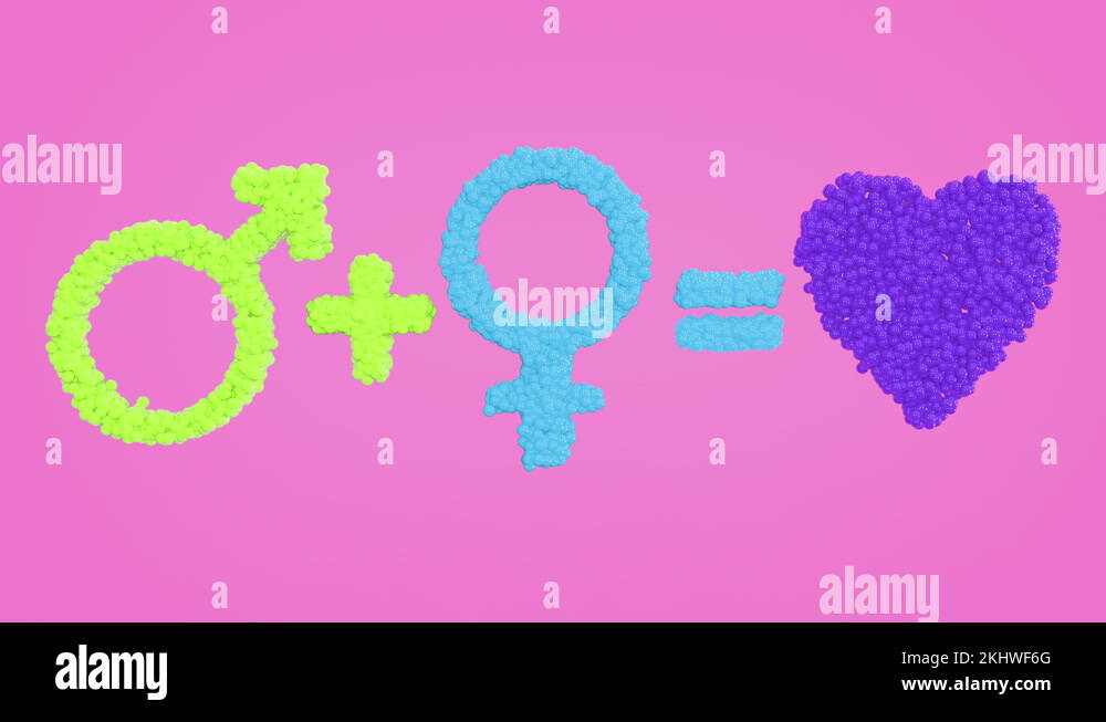 3d looped animation of sign of love between boy and girl. Small balls shapes wav Stock Video